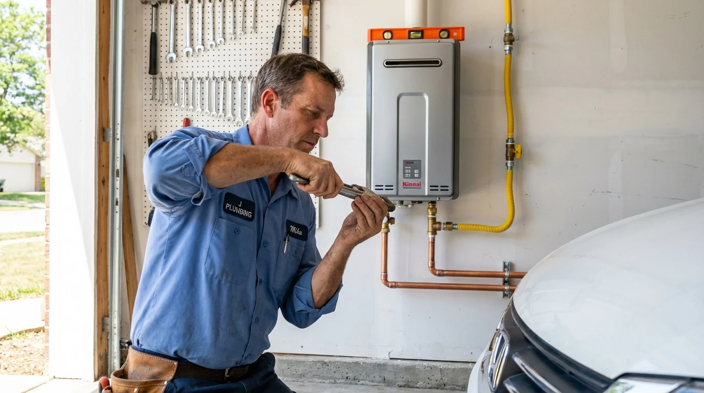 Tankless water heater installation by a Johns Plumbing LLC plumber in Casey